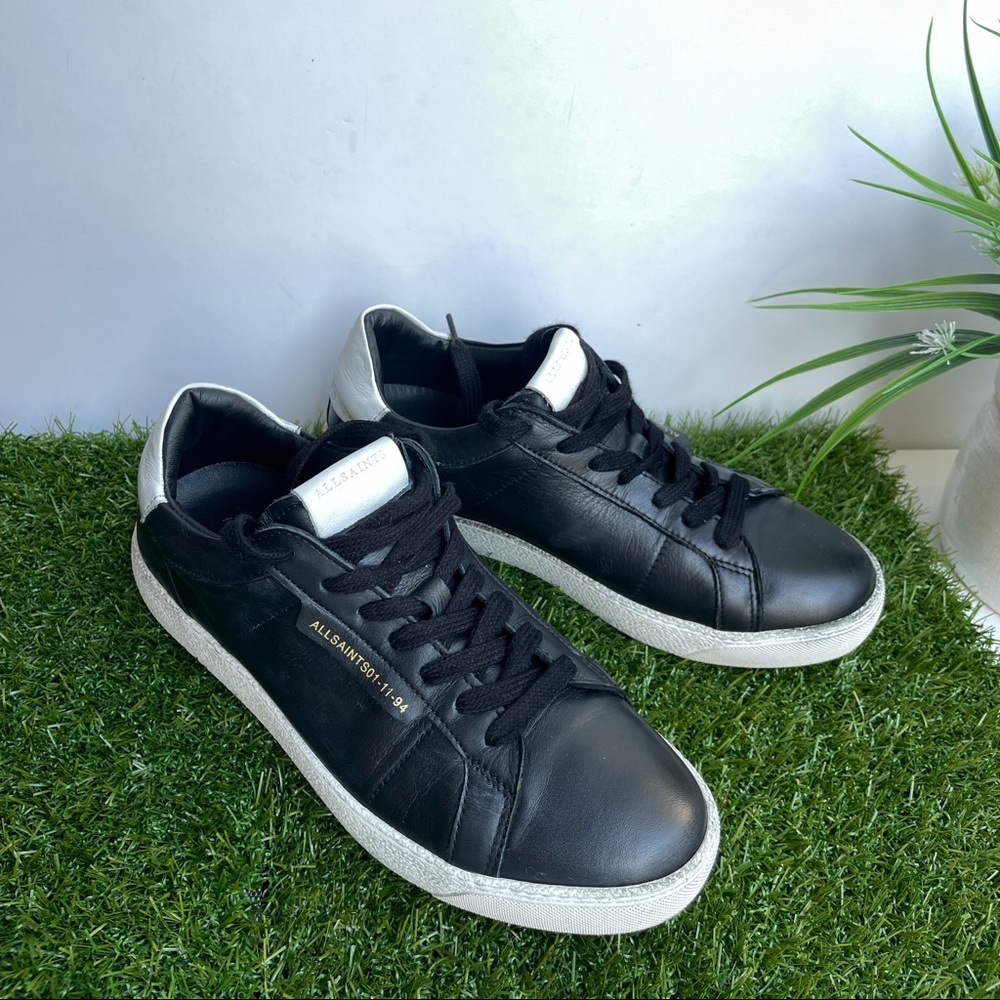 - ALLSAINTS🔴Sheer low top Leather Sneakers 8 Bicolor blackwhite - Picture 5 of 10
